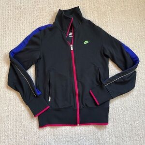 Nike Black Jacket with Pink and Blue Details